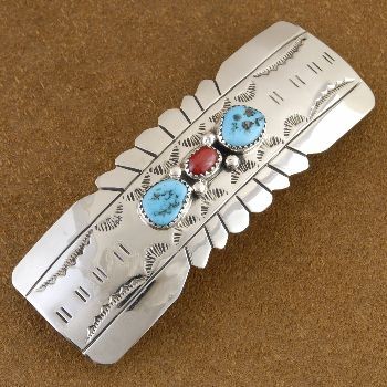 hair turquoise barrette silver native american barrettes coral traditional