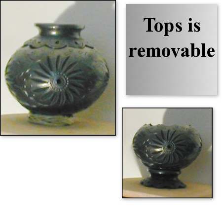 Black On Black Carved Pot/Removeable Top by Dona Rosa