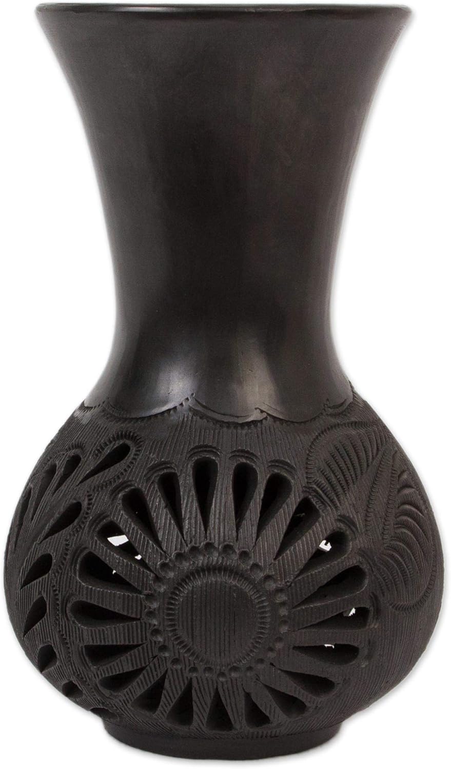 Black On Black Florial Carved Vase