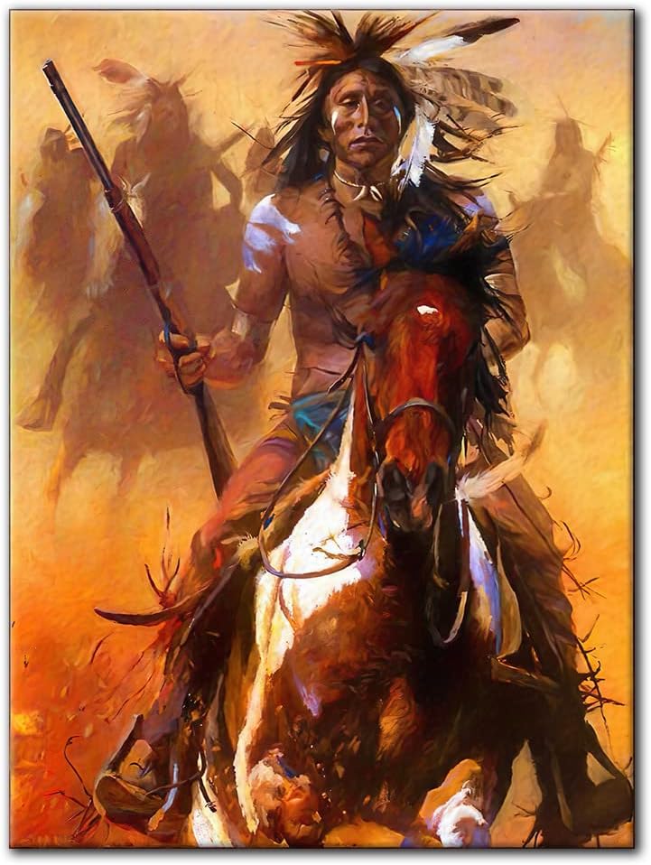 Warrior Chief Riding Horse Canvas Print
