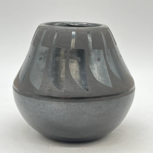 Santa Clara Black On Black Pottery Vase 