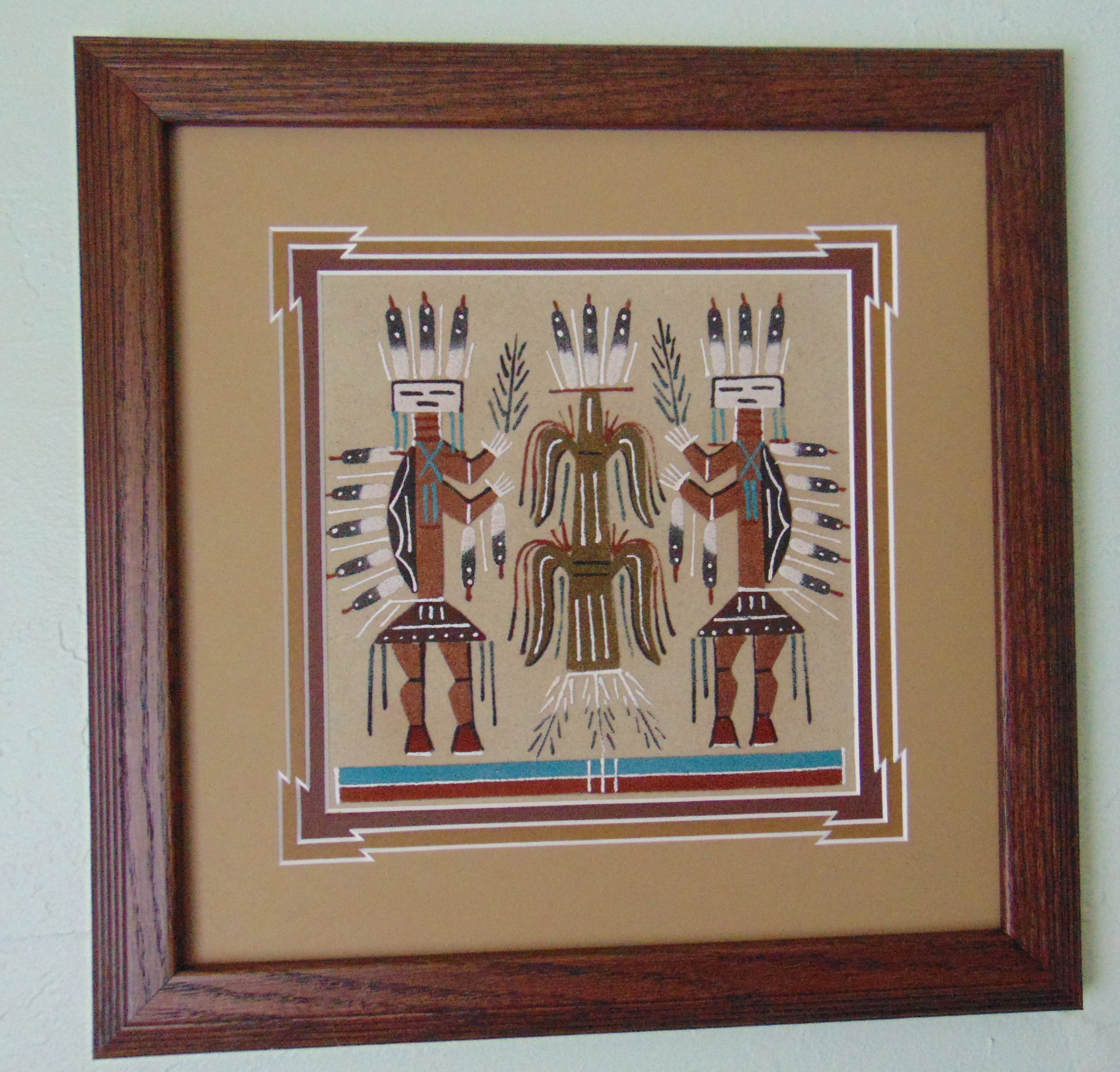 Navajo Framed and Matted Nez Sand Painting