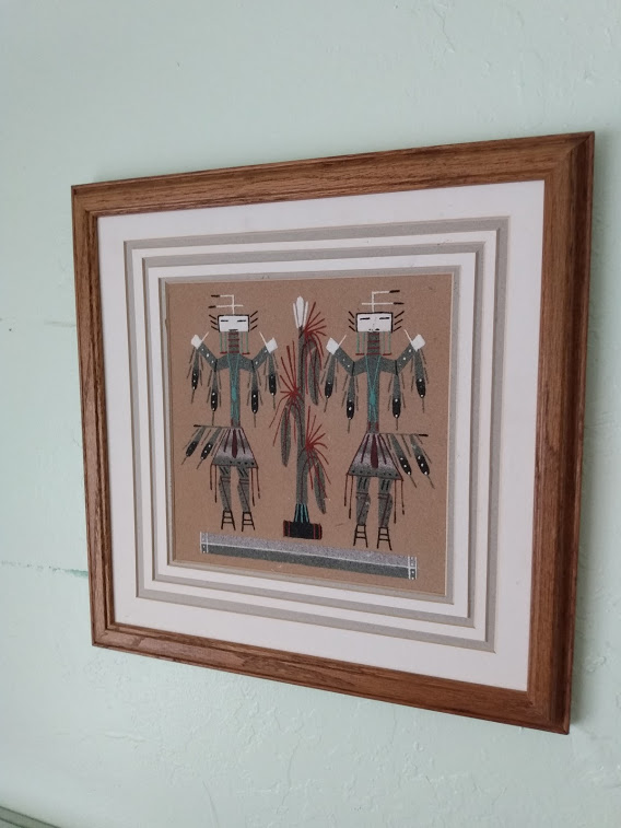 Navajo Framed and Matted Corn Yei Sand Painting