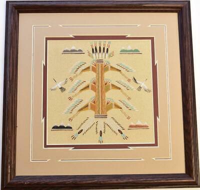 Navajo Framed and Matted 4 Seasons Sand Painting