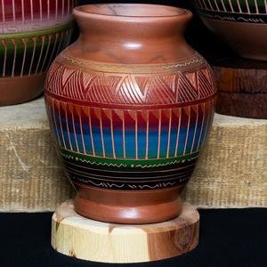 Red Etched Horsehair Small Pot