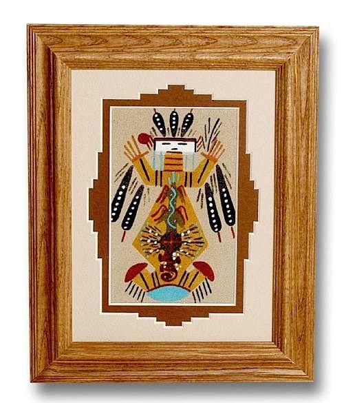 Navajo Framed and Matted Father Sky Mother Earth Sand Painting