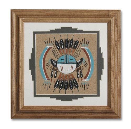 Navajo Framed and Matted Sunface Sand Painting